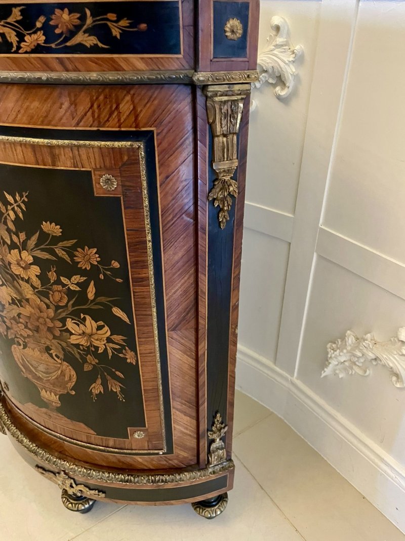 Antique French Louis XVI Style Marquetry Corner Cabinet with Marble Top